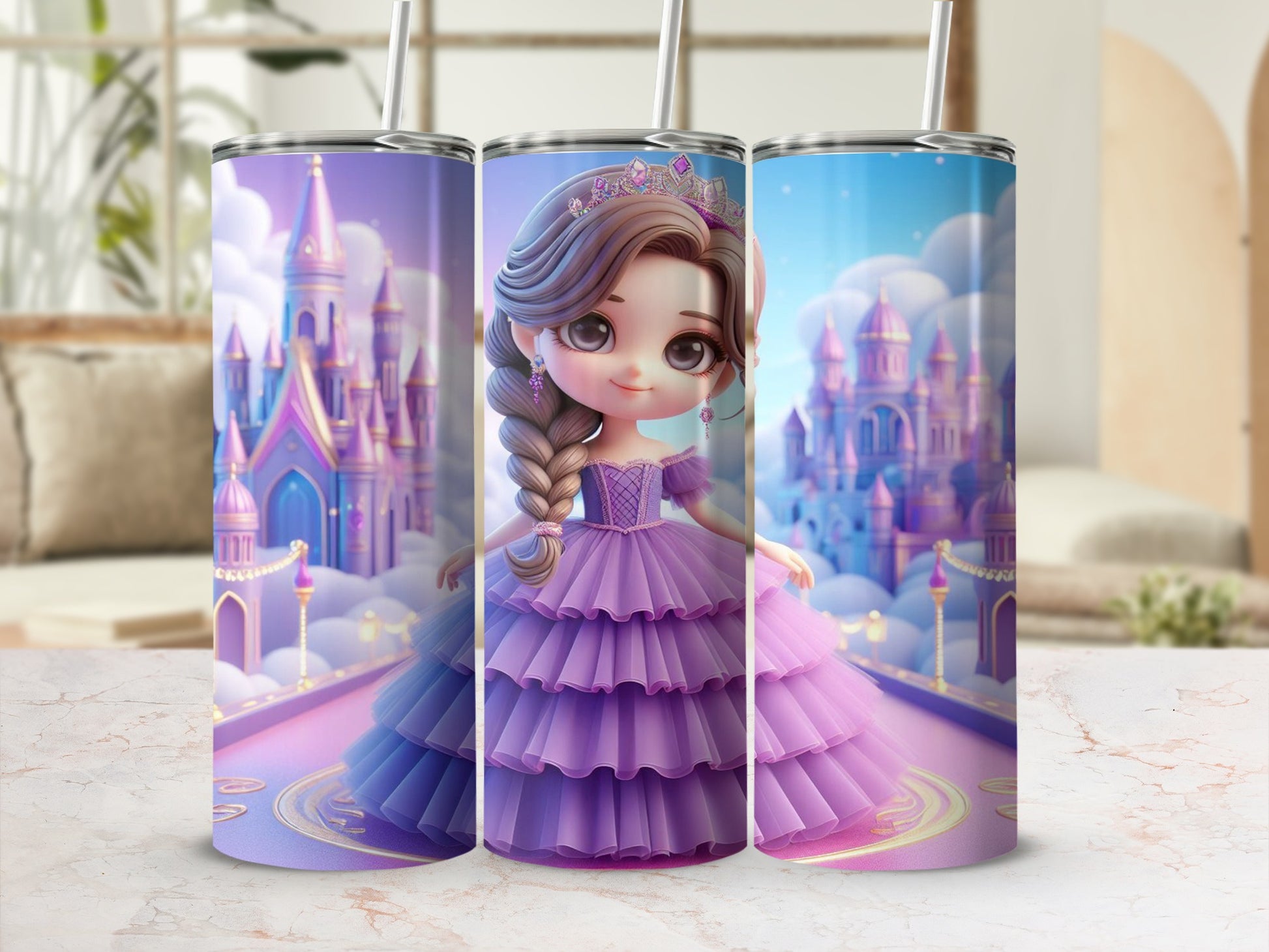 Princess and Castle Themed Tumbler for Kids Drinks