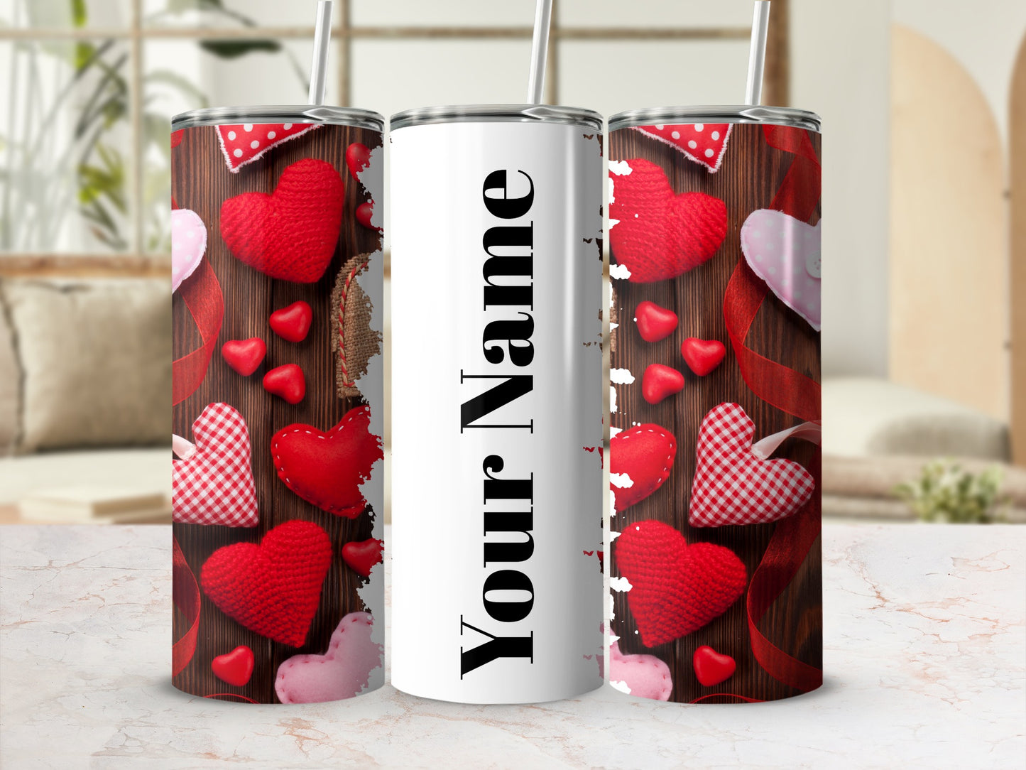 Customizable Valentine Hearts Design Tumbler Product