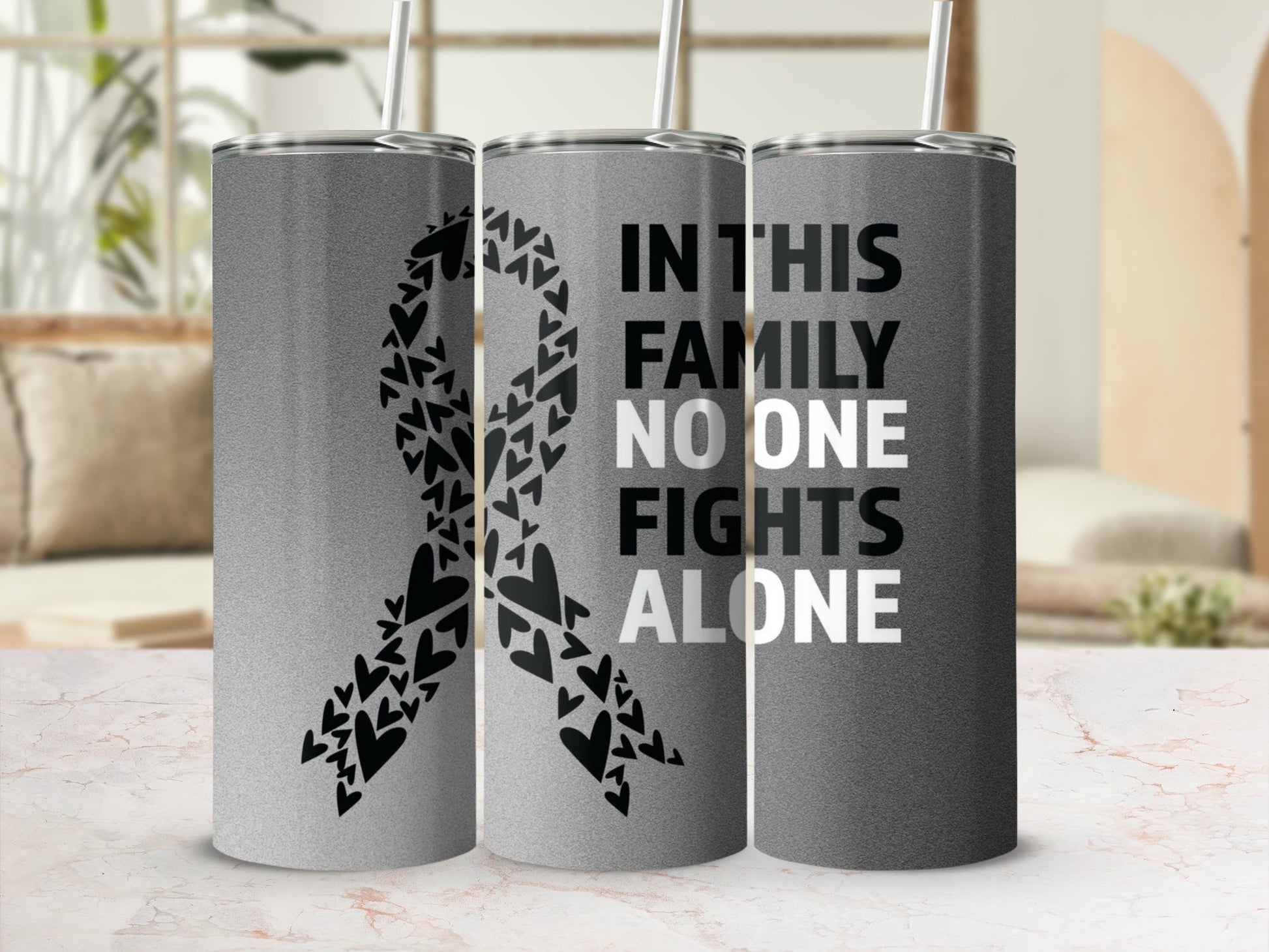In This Family No One Fights Alone Tumbler Product