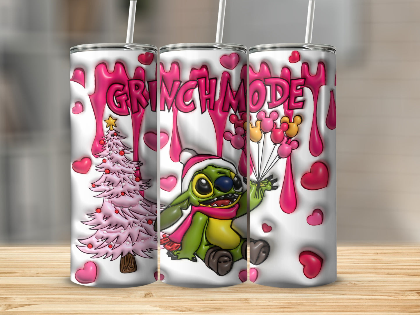 Festive Grinch Mode Christmas Tree Tumblers