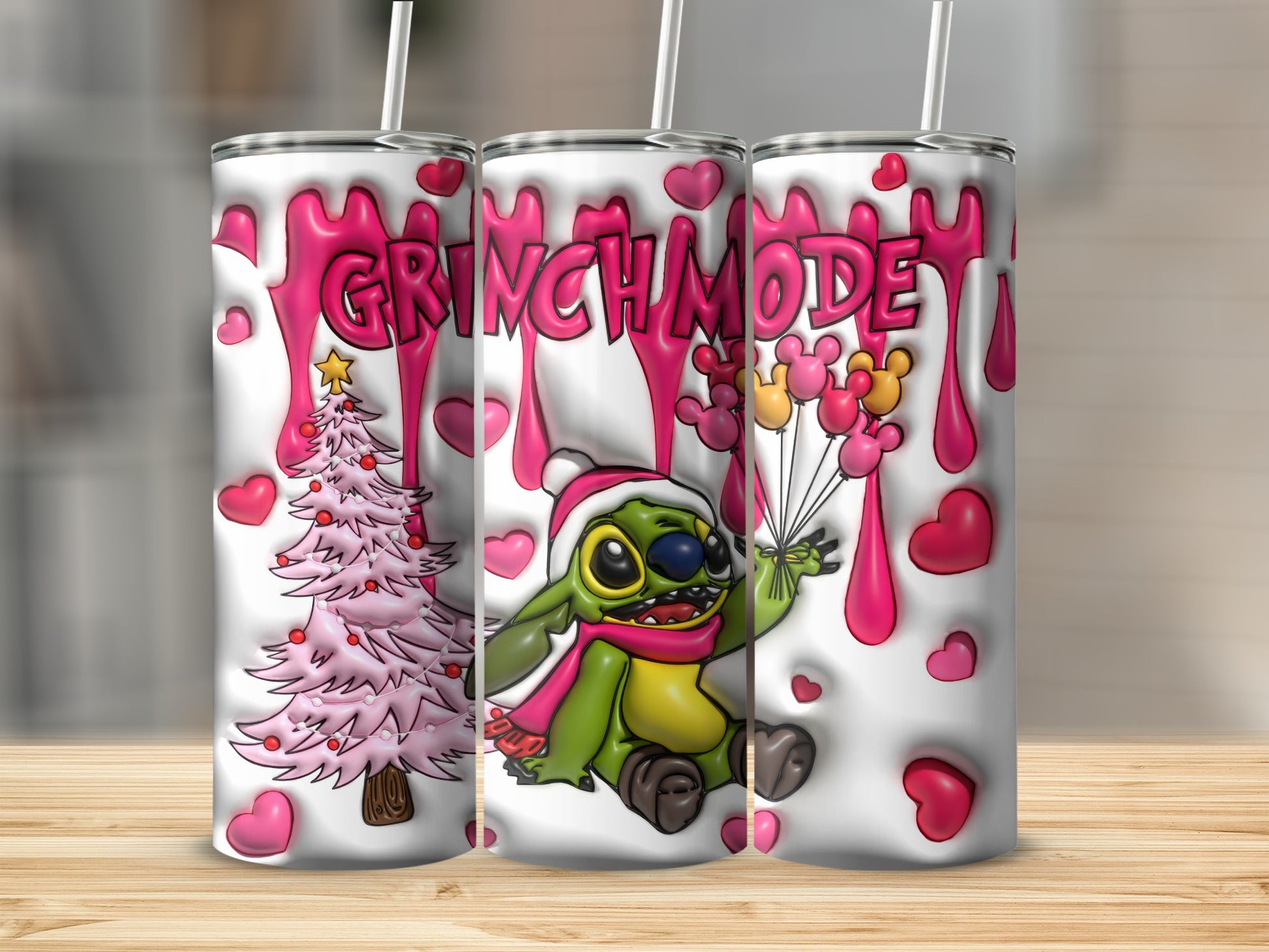 Festive Grinch Mode Christmas Tree Tumblers