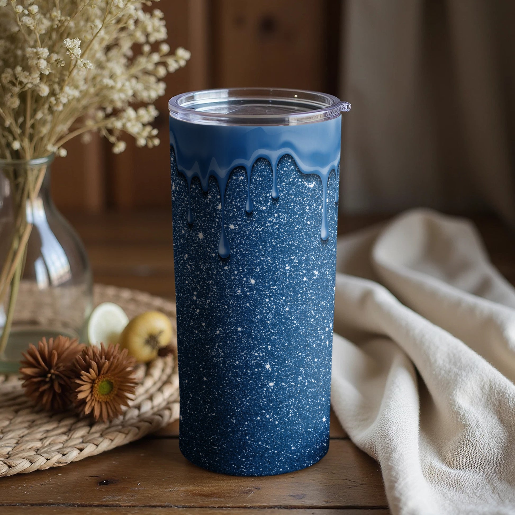 Sparkling Blue Glitter Drip Insulated tumbler