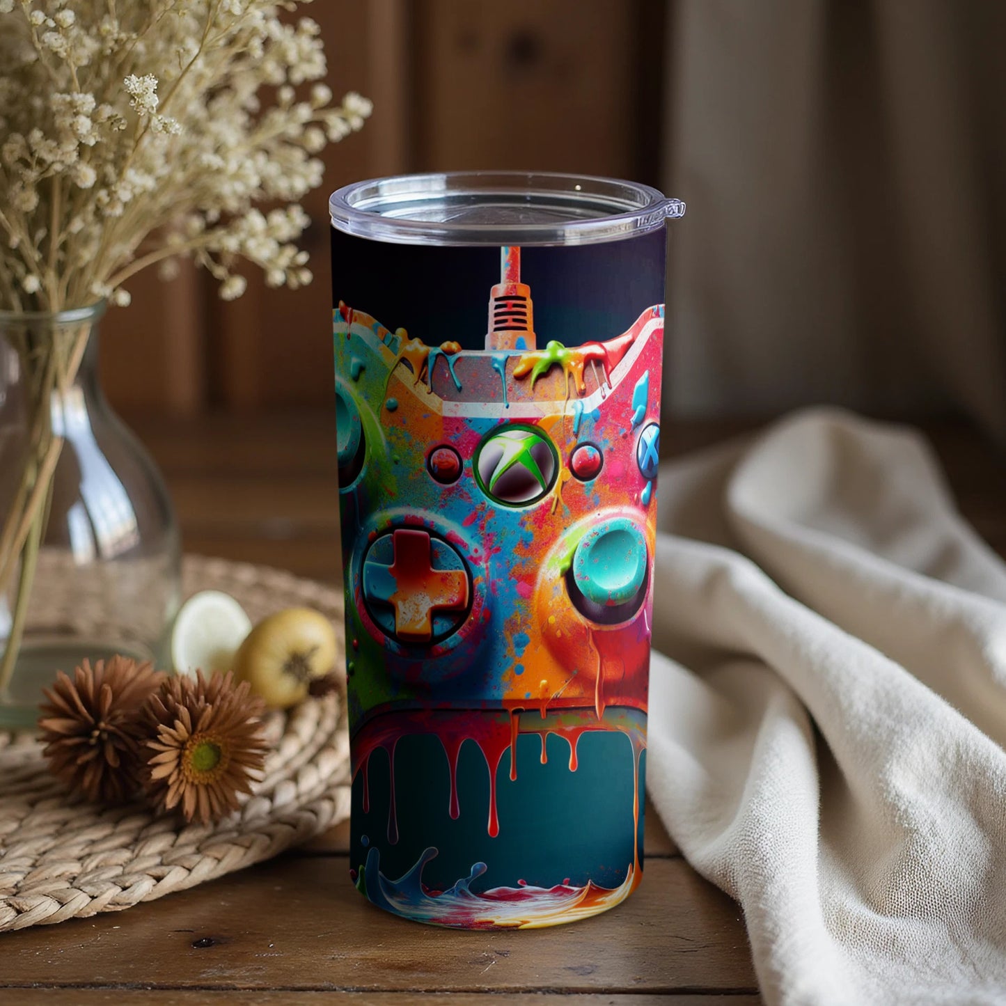 Colorful Gaming Controller Themed Tumbler