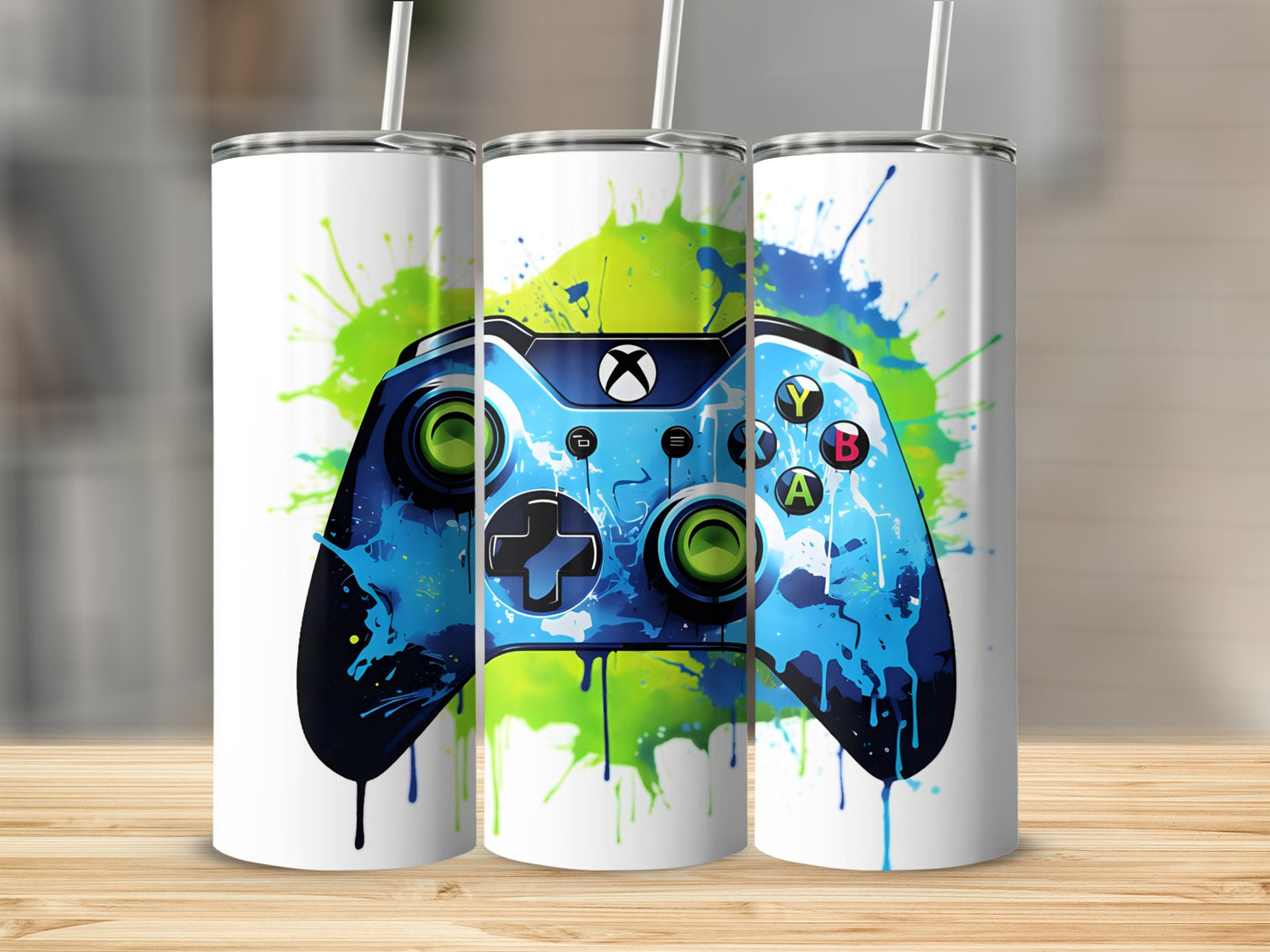 Colorful Splatter Gaming Controller Art Tumbler