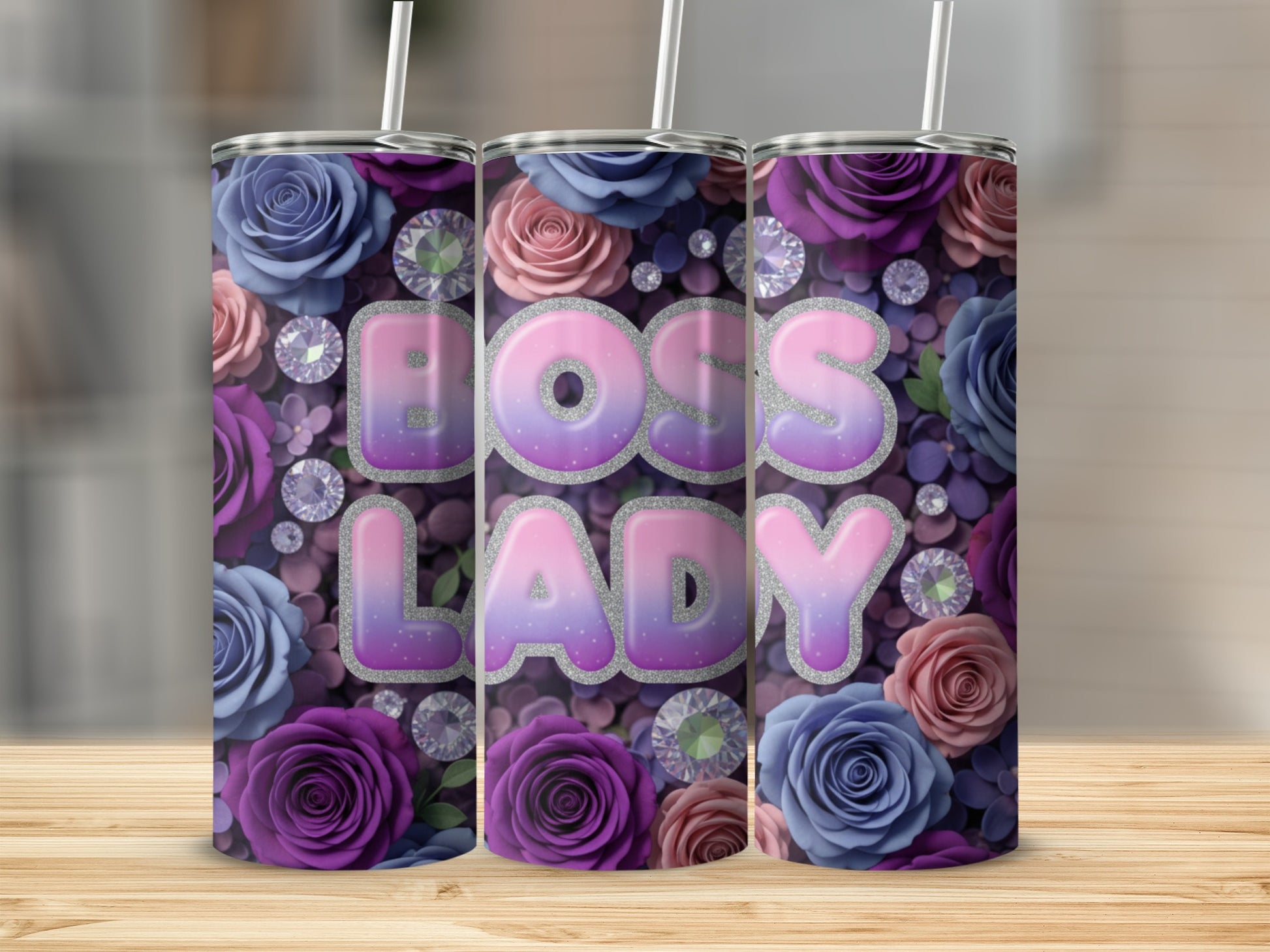 Boss Lady Floral and Gemstone Theme Tumbler