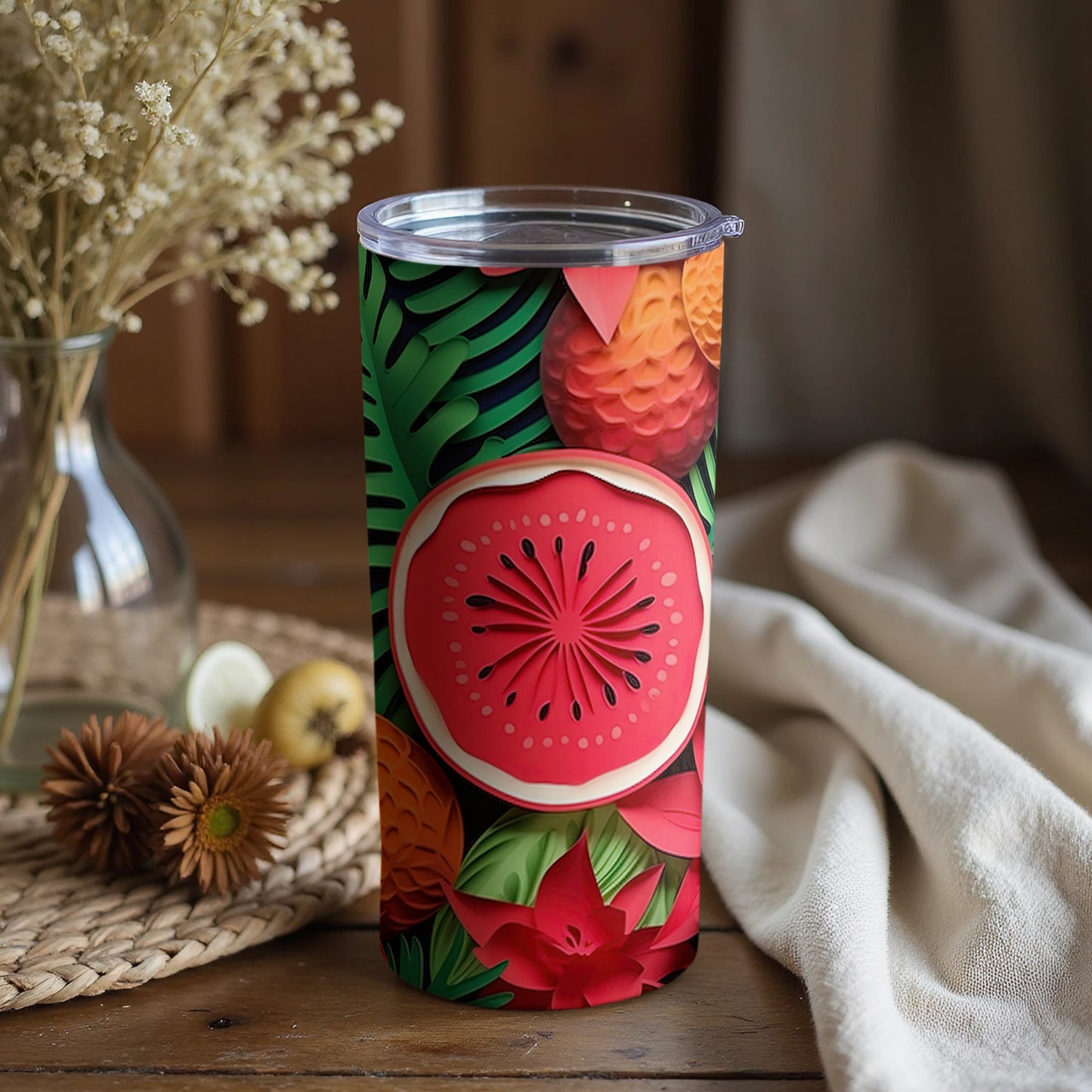 Tropical Watermelon Patterned Tumbler for Refreshing Drinks