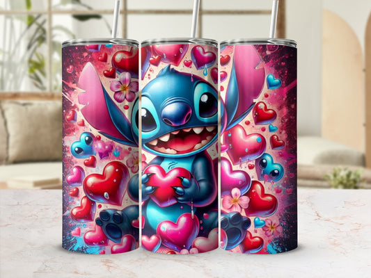 Adorable Cartoon Character and Heart Design Tumbler