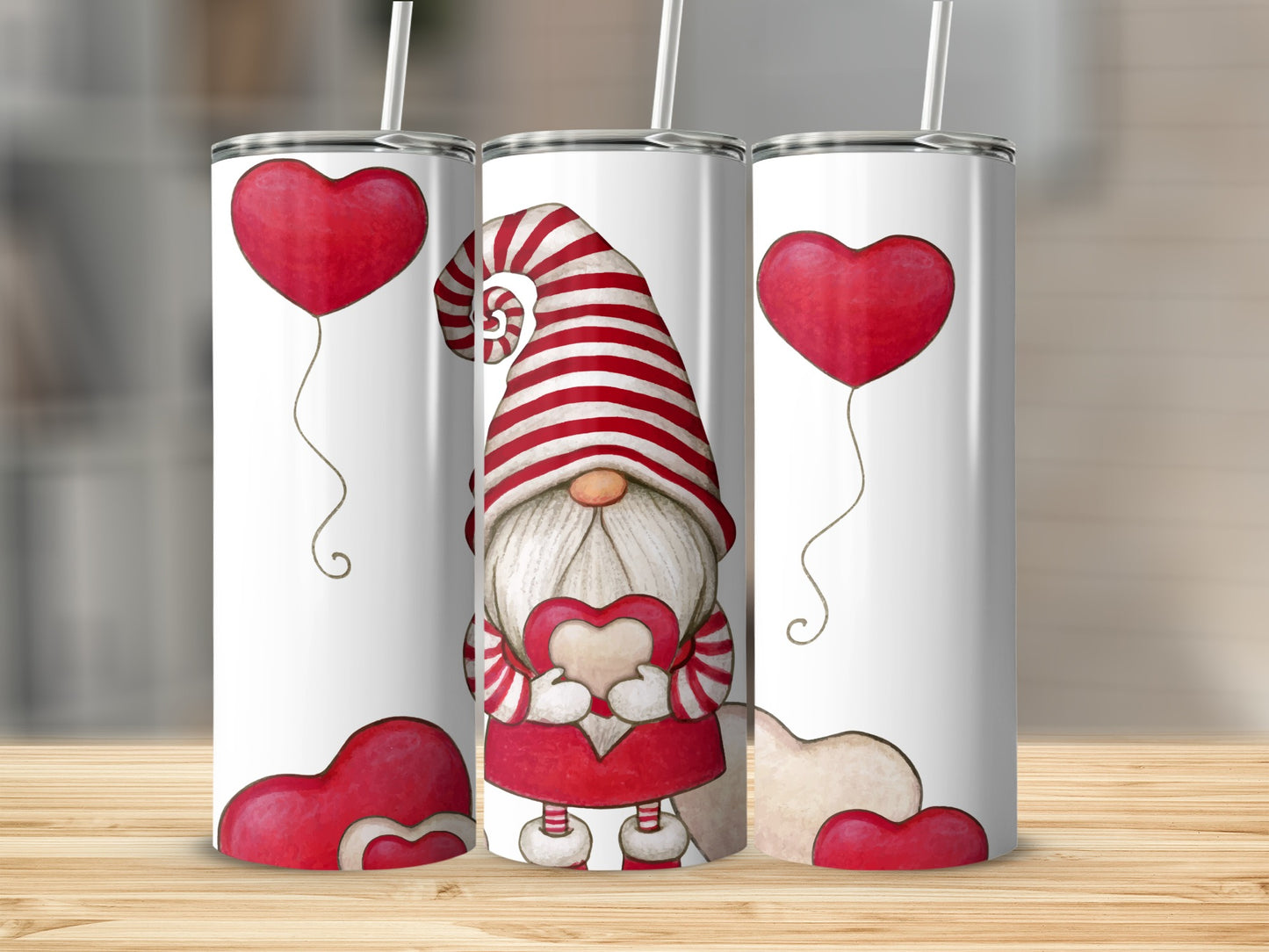 Cute Gnome with Heart Valentine's Day Tumbler Design