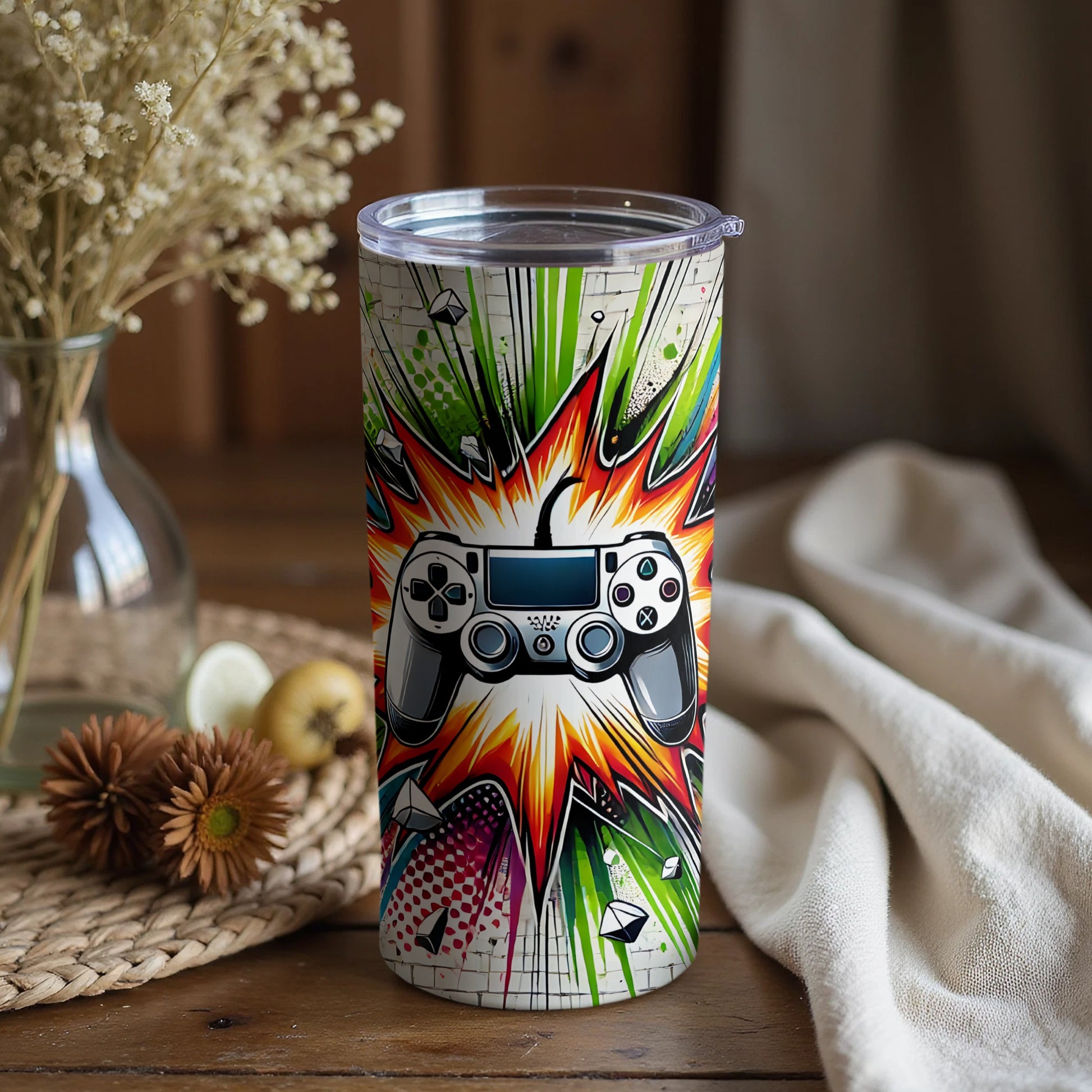 Vibrant Gaming Controller Tumbler for Gamers