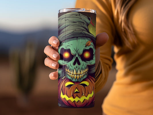 Spooky Halloween Skull Design Tumbler for Festive Vibes