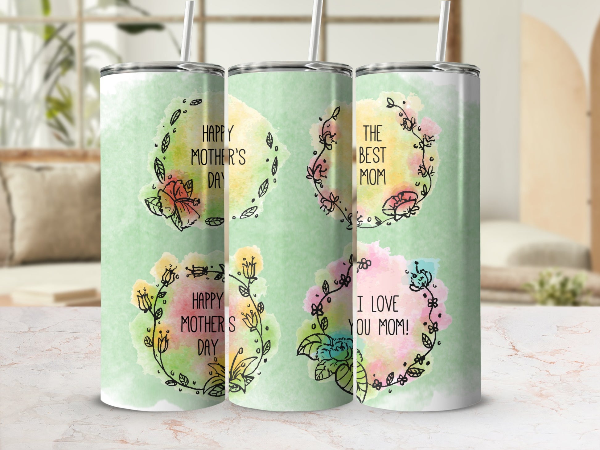 Floral Mother's Day Tumbler with Heartfelt Messages