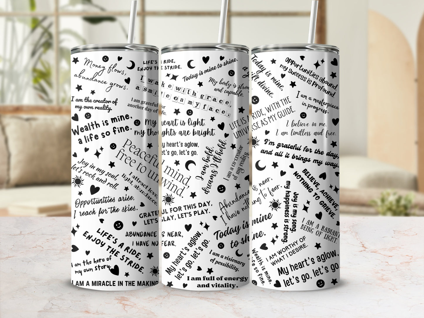 Positive Affirmations Motivational Words Design Tumbler