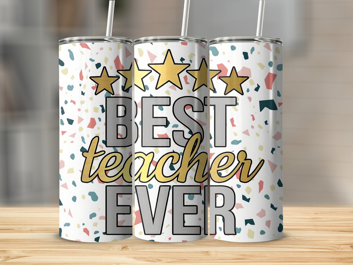 Best Teacher Ever Stars Motivational Tumbler
