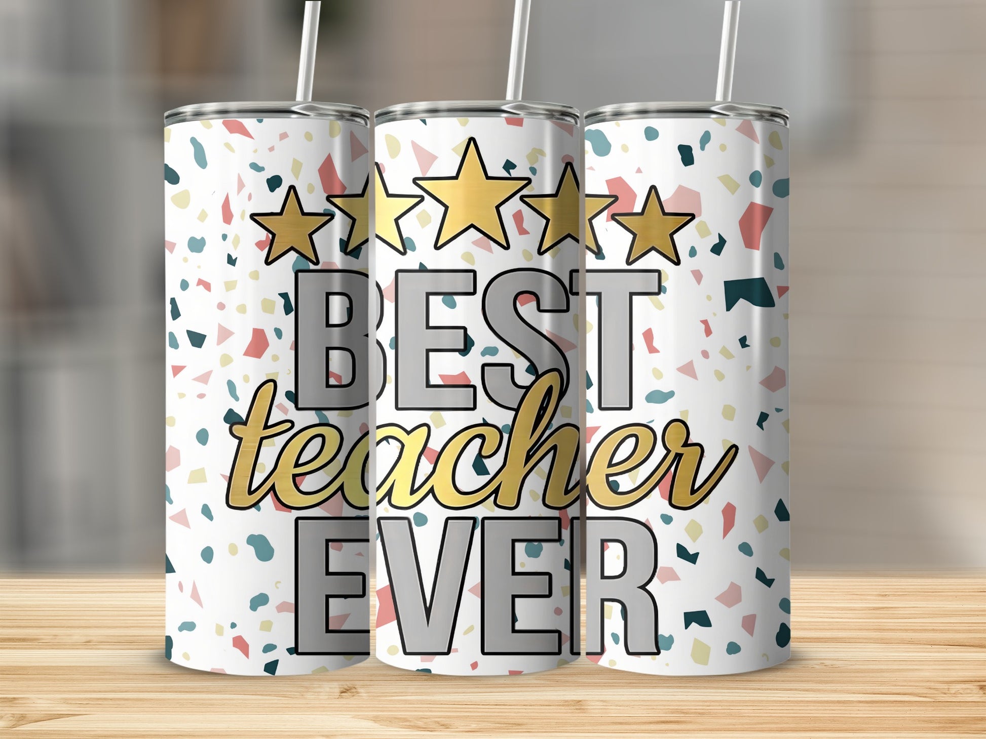 Best Teacher Ever Stars Motivational Tumbler
