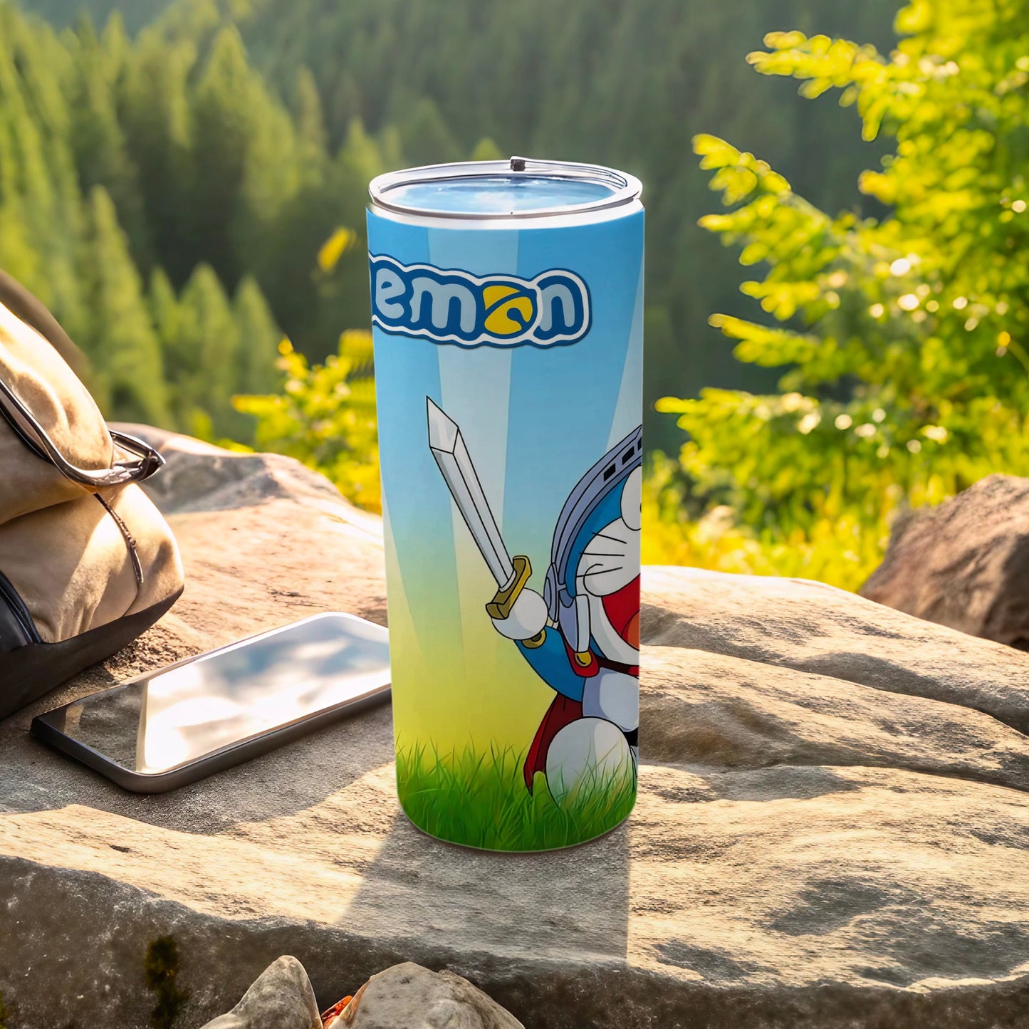 Vibrant Anime Knight Character Adventure Travel Mug