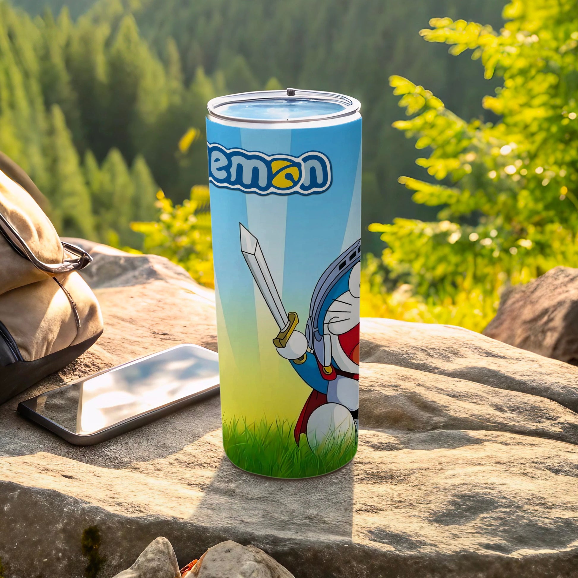 Vibrant Anime Knight Character Adventure Travel Mug