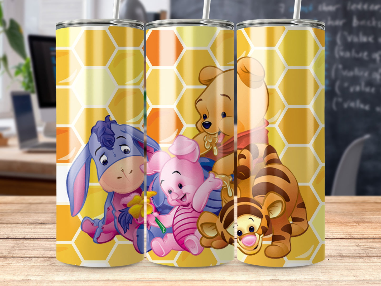 Adorable Beehive Theme Characters Tumbler Design
