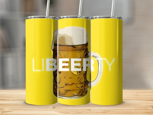 Bright Yellow Beer Mug Liberty Tumbler Design