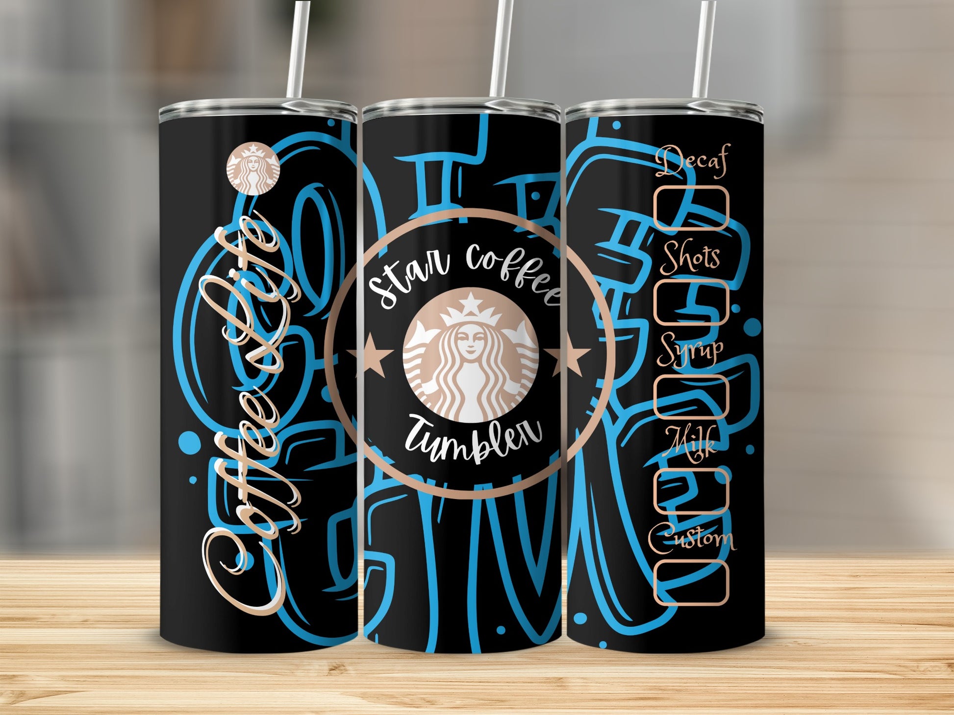 Coffee Life Star Coffee Tumbler with Custom Options
