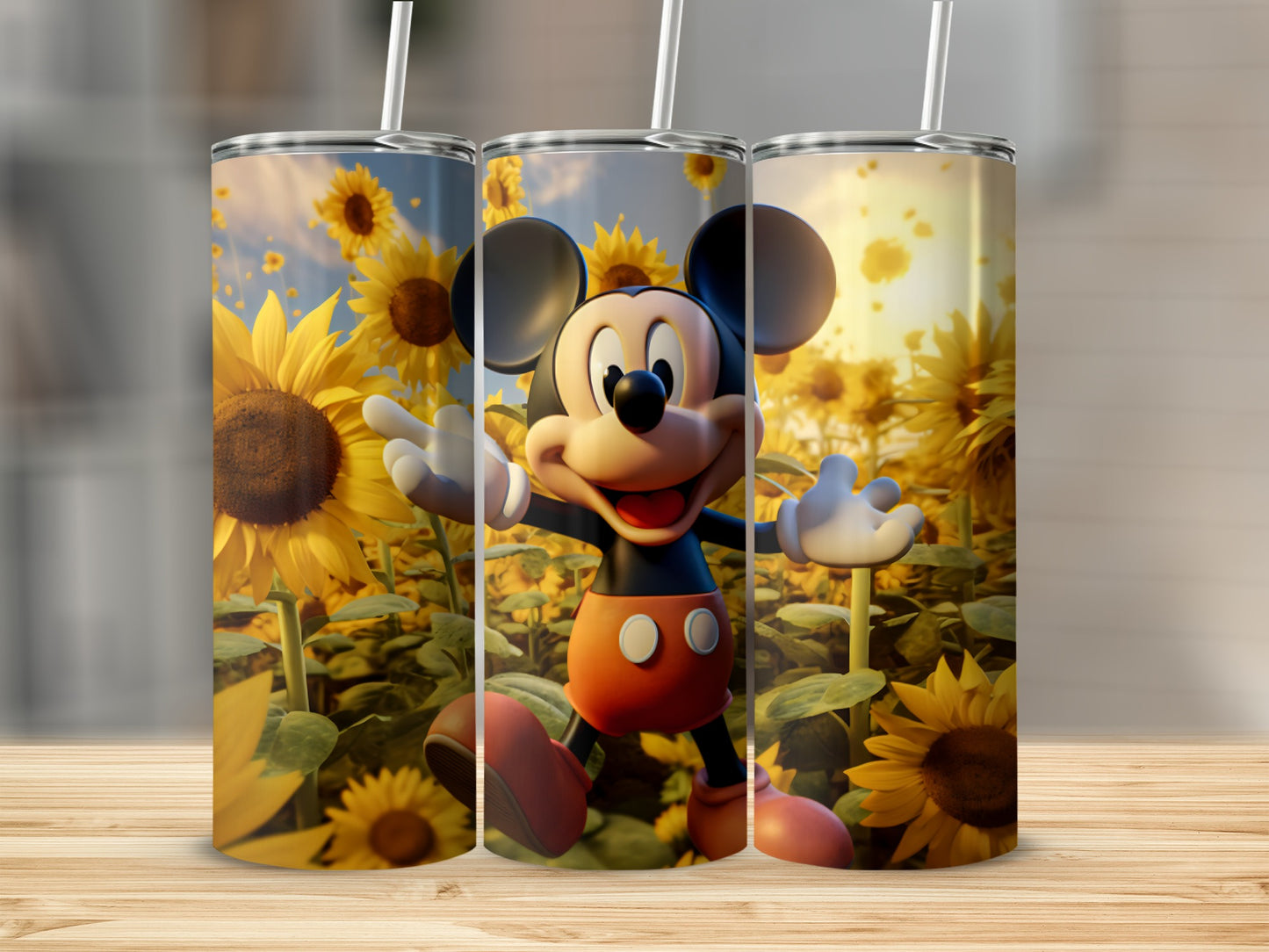 Sunflower Garden with Cartoon Character Tumbler