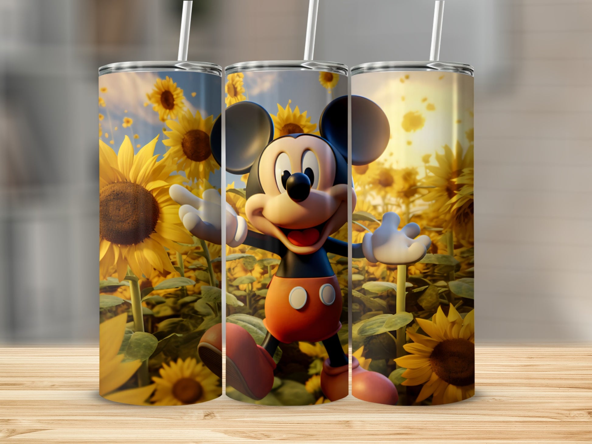 Sunflower Garden with Cartoon Character Tumbler