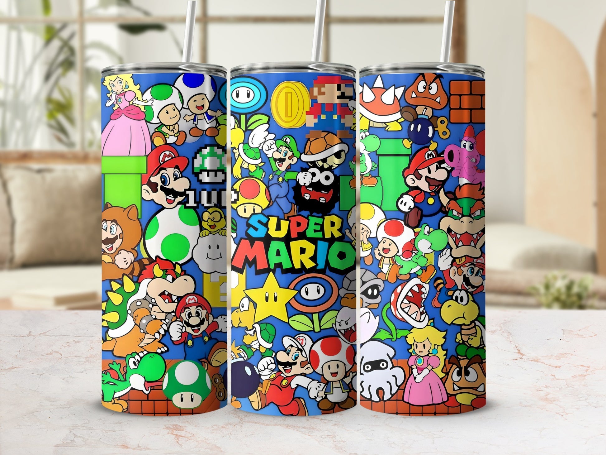Super Mario Characters Collage Tumbler Cups