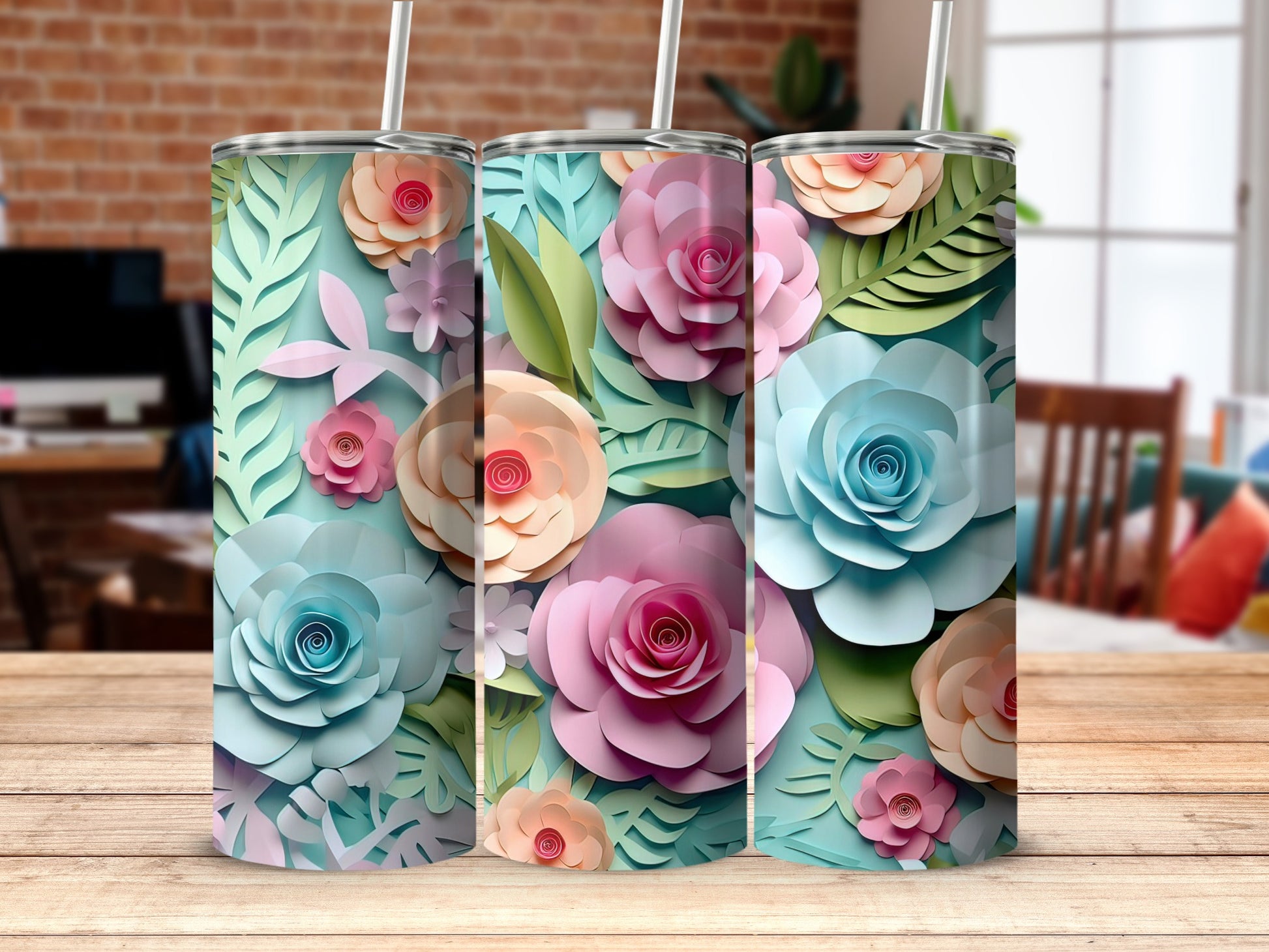 Colorful Floral Pattern Stainless Steel Tumbler