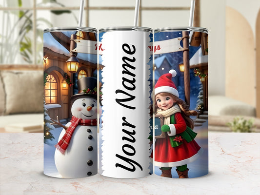 Personalized Christmas Scene Tumbler Custom Gift