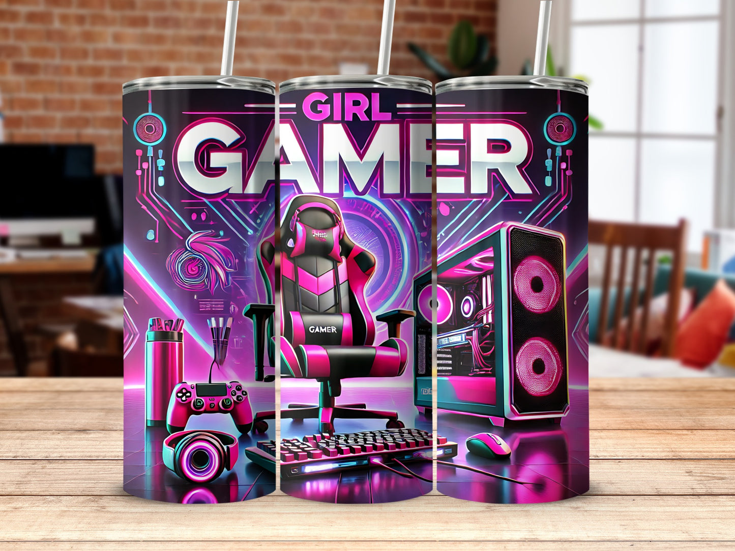 Vibrant Girl Gamer Gaming Accessories Tumbler