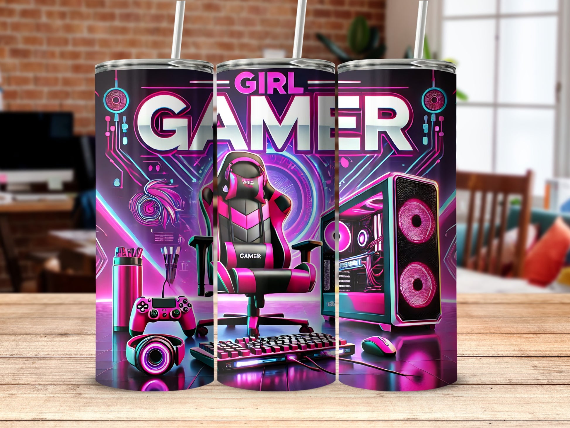 Vibrant Girl Gamer Gaming Accessories Tumbler