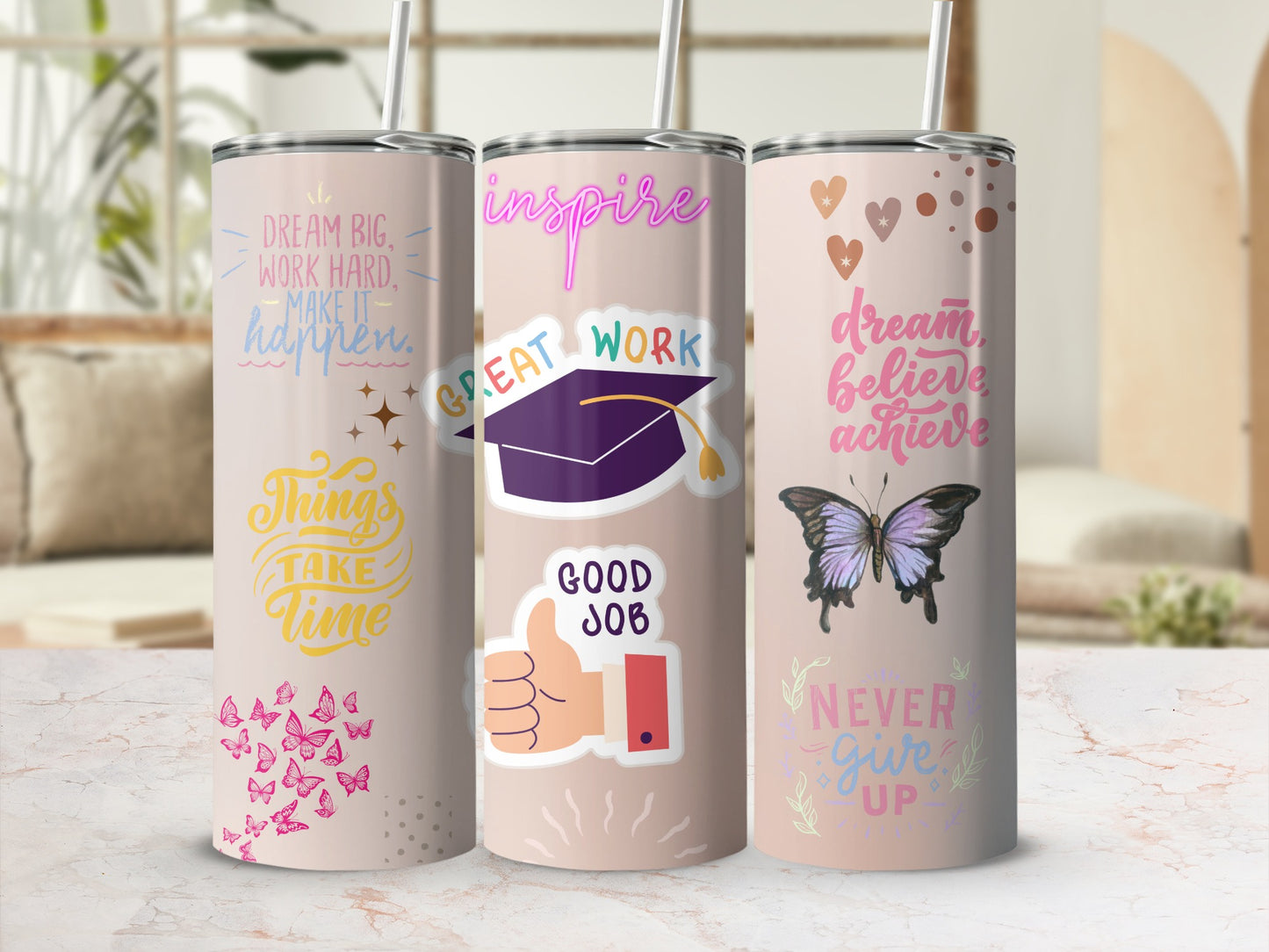 Motivational Quotes and Graphics Drink Tumblers