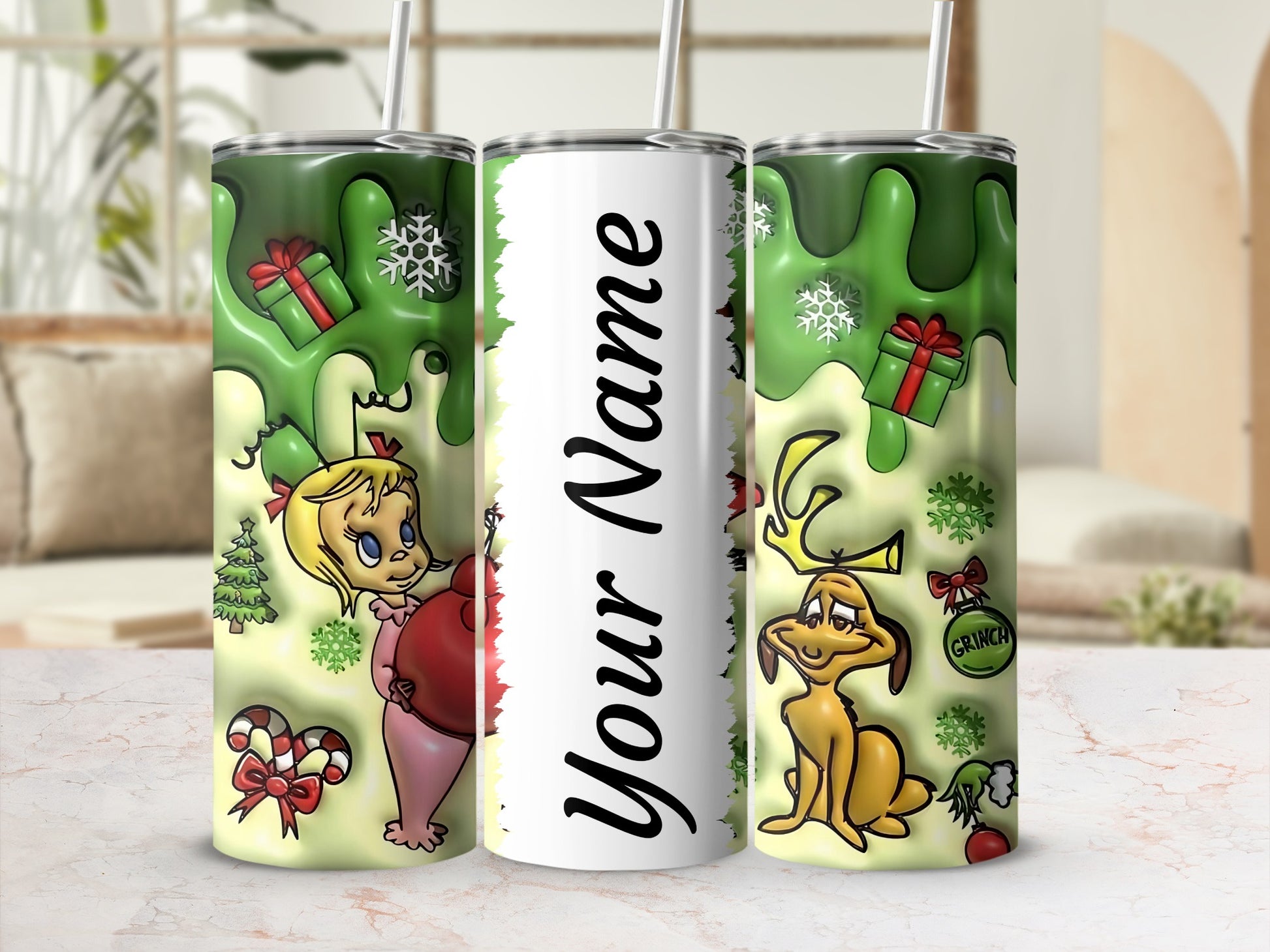 Personalized Grinch Christmas Tumbler Cup Gift