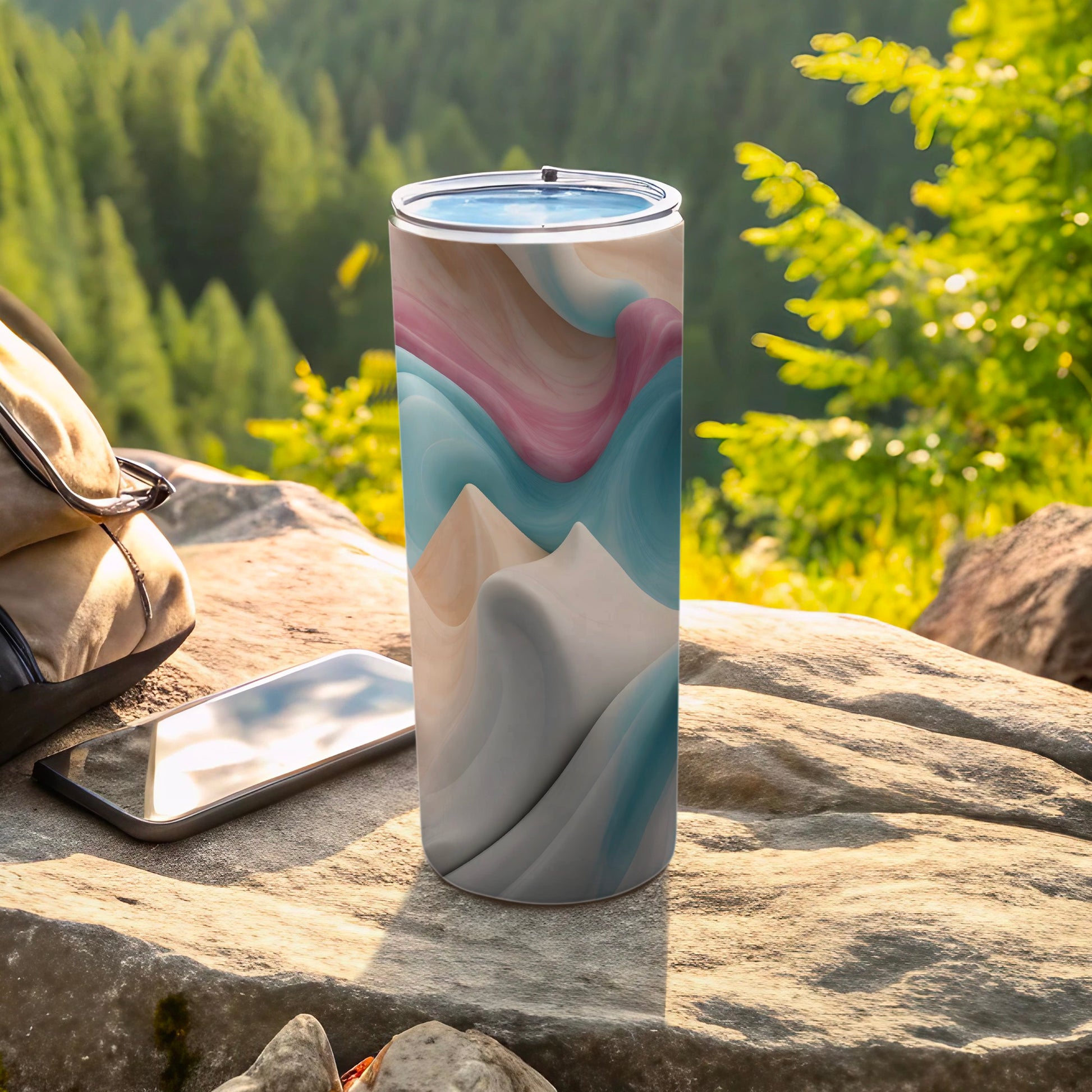 Serene Wavy Mountain Abstract Pattern Tumbler product type