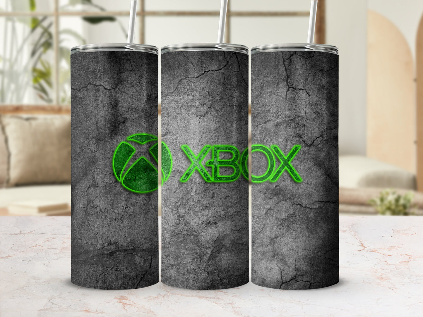 Green XBOX Logo Dark Cracked Surface Design Tumbler product type