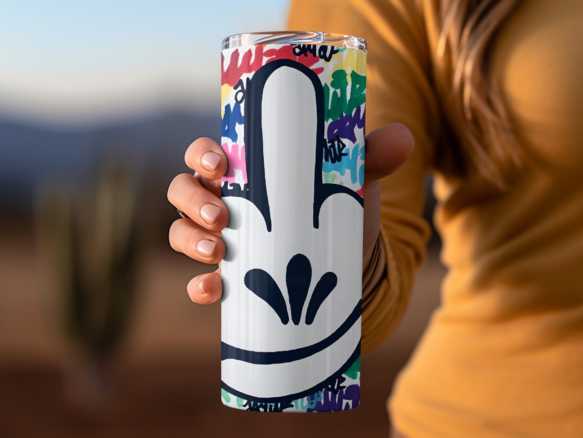Colorful Hand Gesture Design Tumbler for Fun Drinks