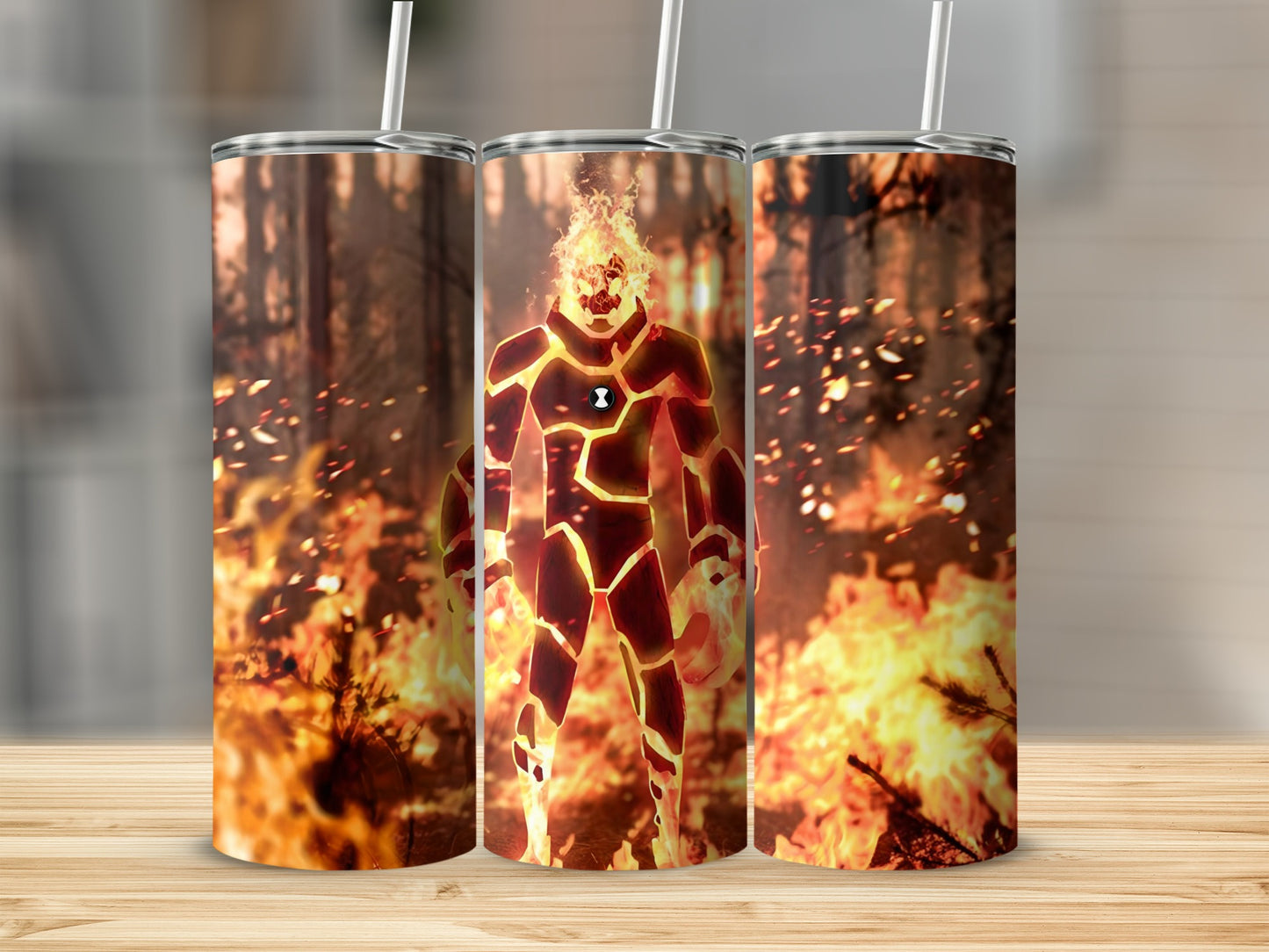 Ben 10 Alien with Flame Head in the Fire Tumblers