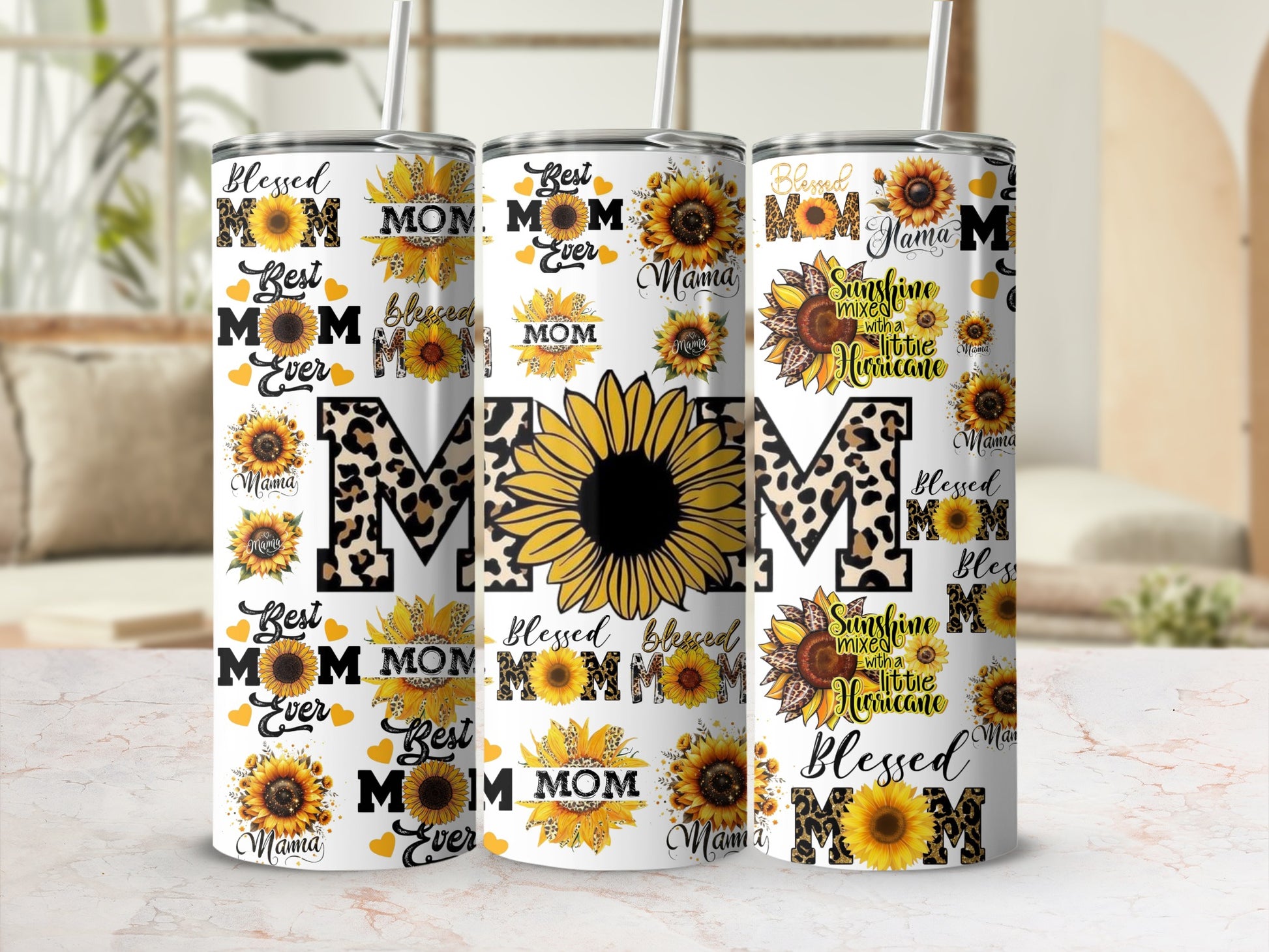 Best Mom Ever Sunflower Design 20oz Tumbler Cup