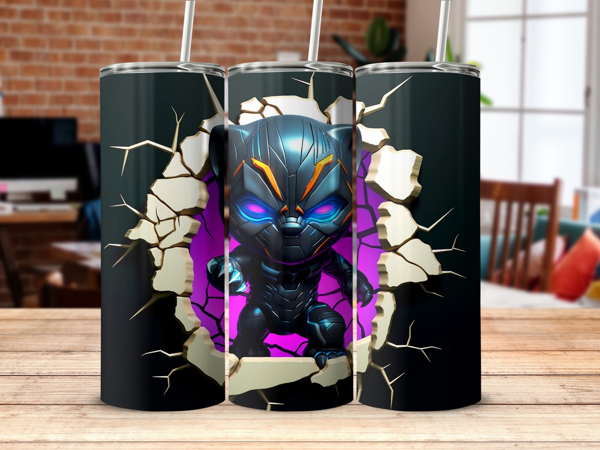 Black Panther Busting Through Wall Tumbler