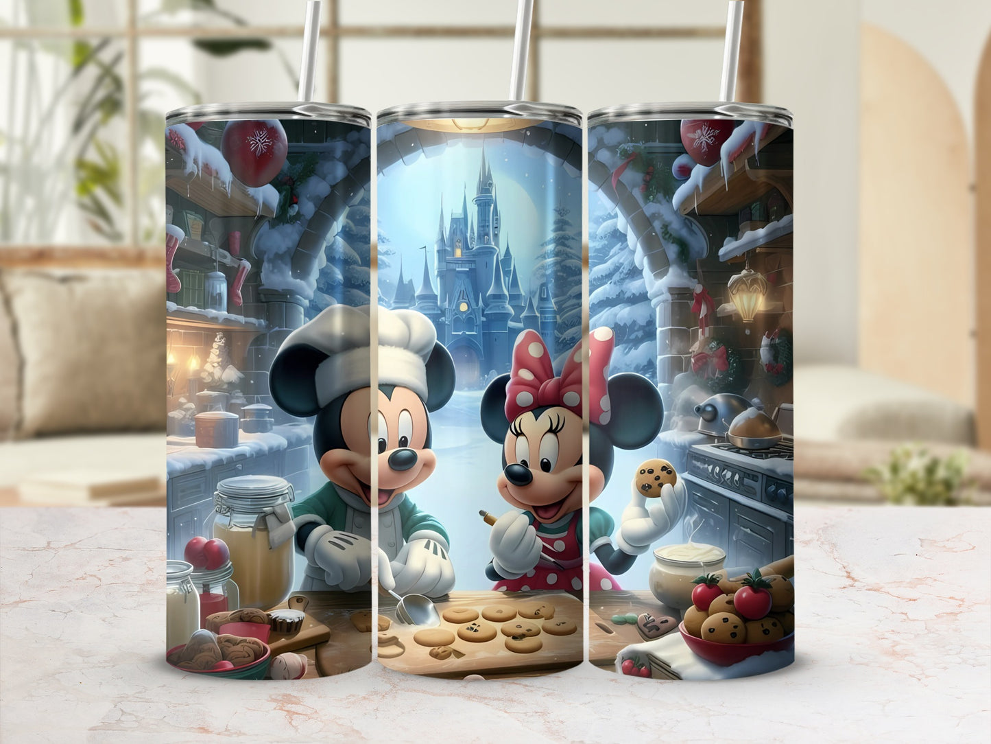 Mickey and Minnie Mouse Cooking Scene Tumbler Cup