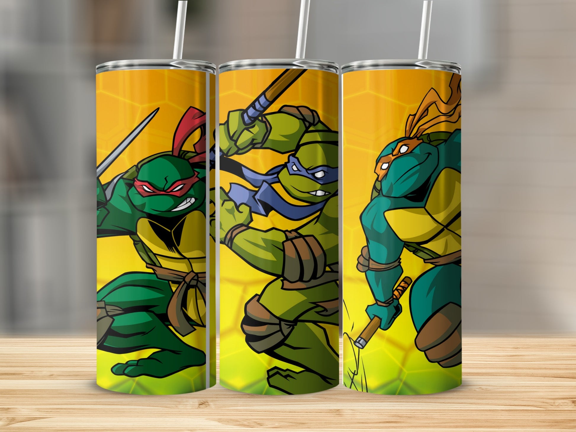 Colorful Turtle Ninja Warrior Design Tumbler Cups