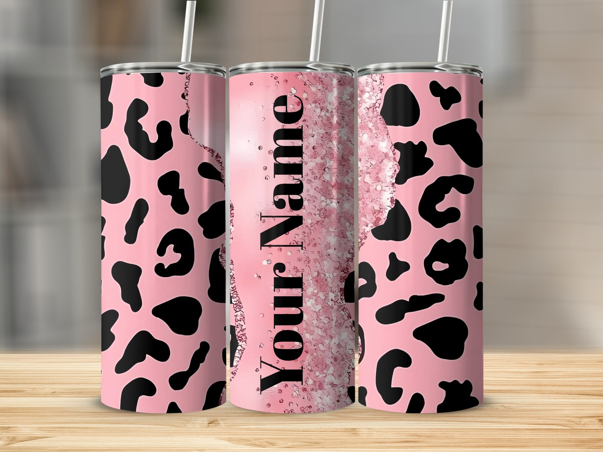 Personalized Pink Leopard Print Tumbler Custom Design