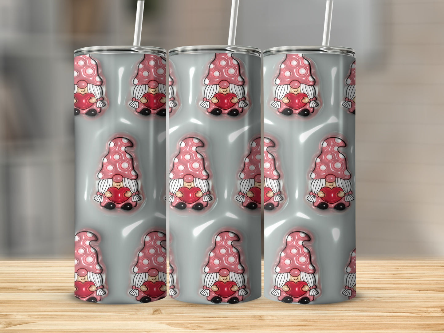 Cartoon Gnome Pattern Stainless Steel Tumbler