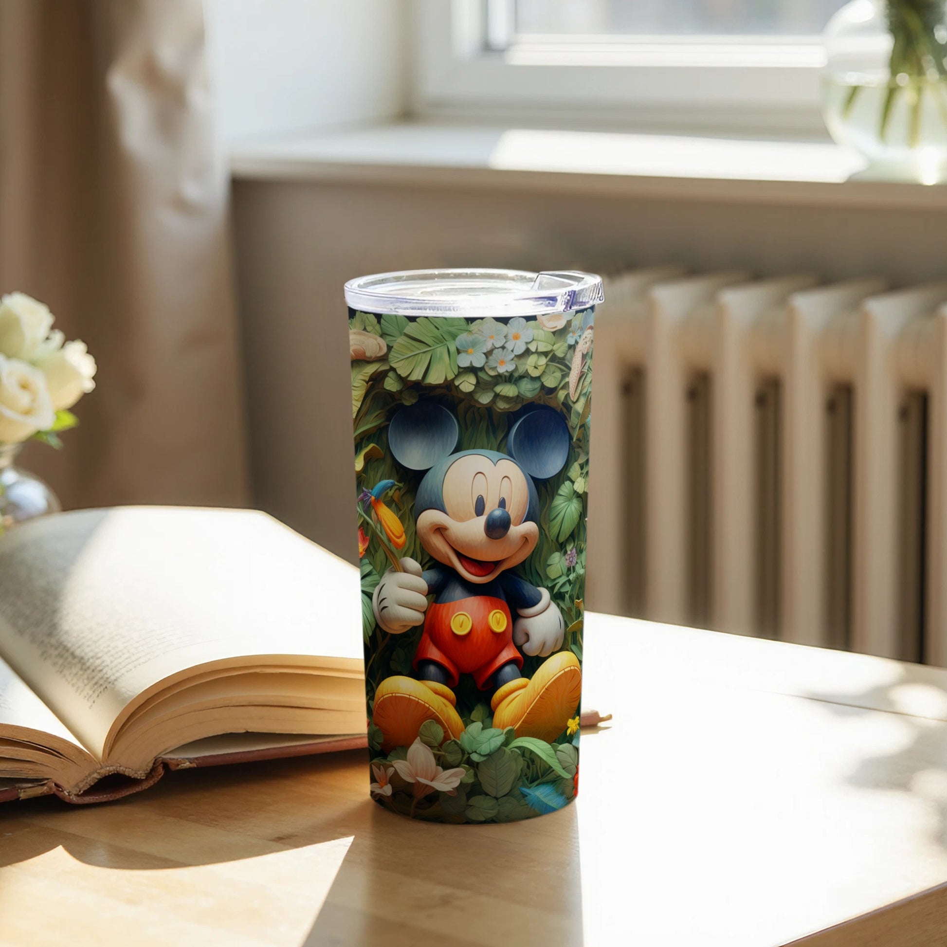 Colorful Mickey Mouse Tumbler Cup with Forest Design