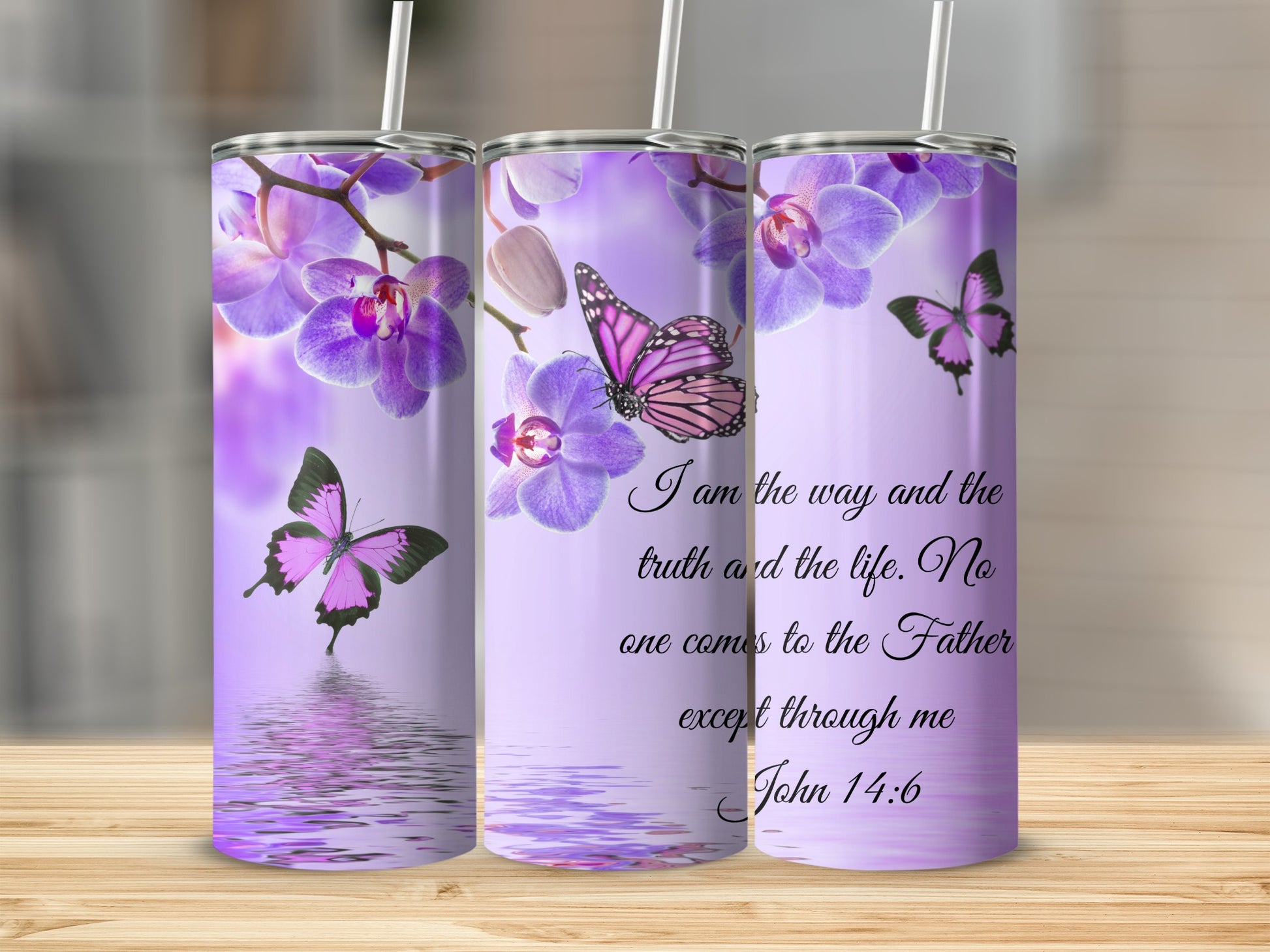 Purple Floral Butterflies with Inspirational Quote