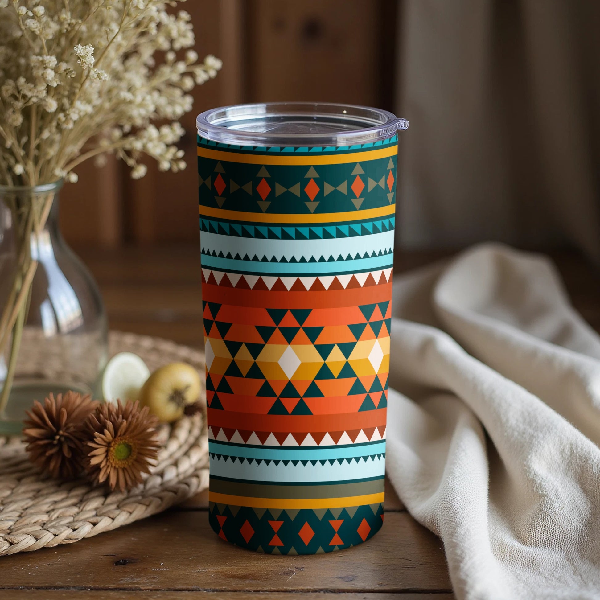 Colorful Geometric Pattern Tumbler for Daily Use