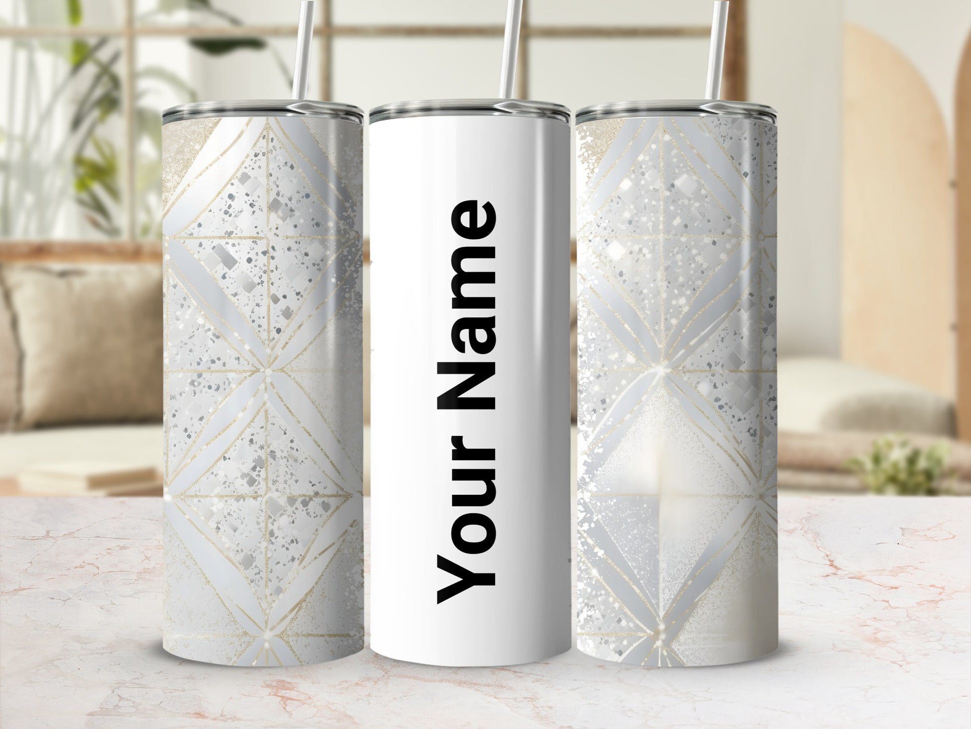 Personalized Geometric Pattern Custom Tumbler for Gifts