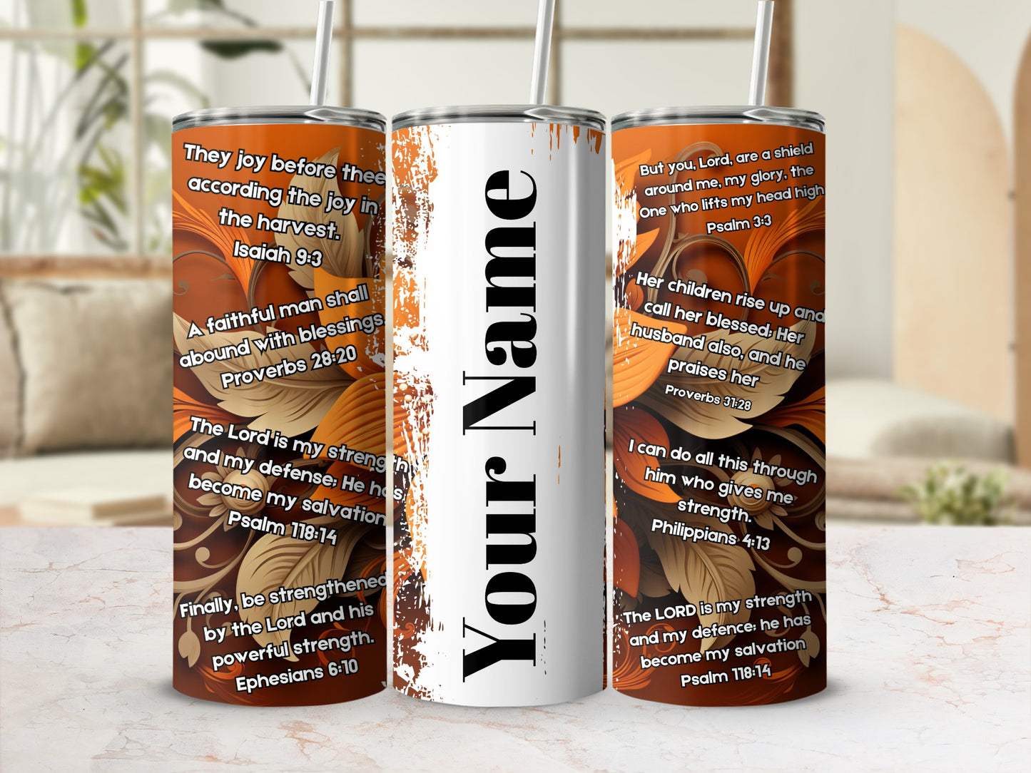 Personalized Inspirational Bible Verses Tumbler Flask
