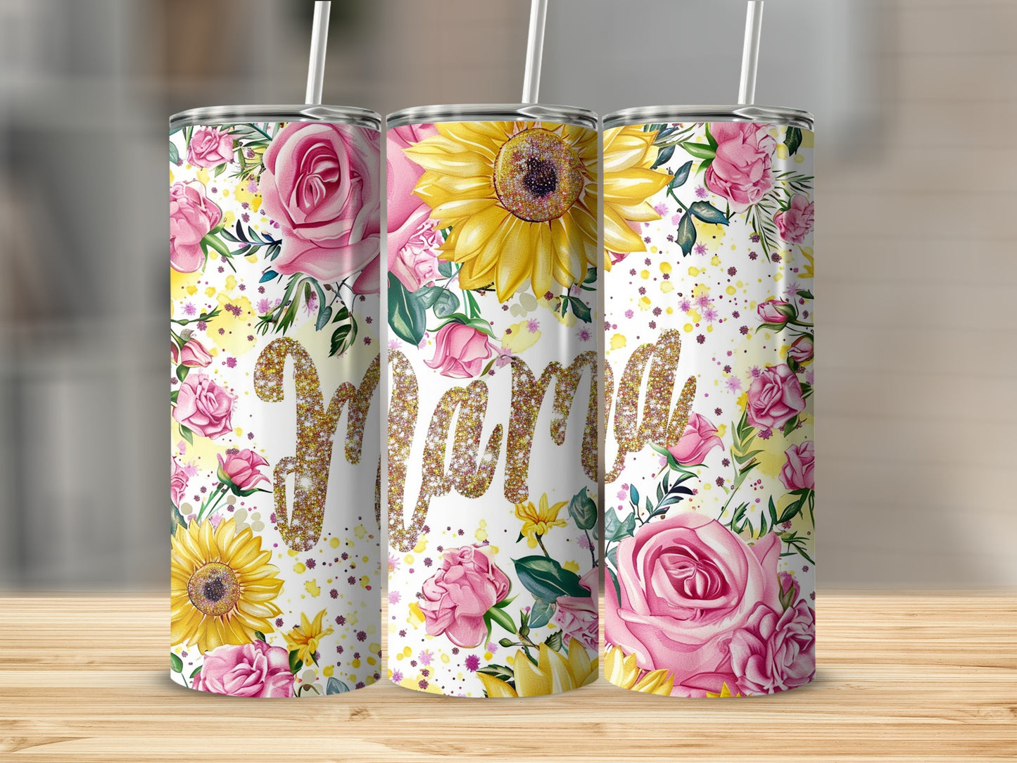 Floral Mama Design Colorful Insulated Tumbler Cup