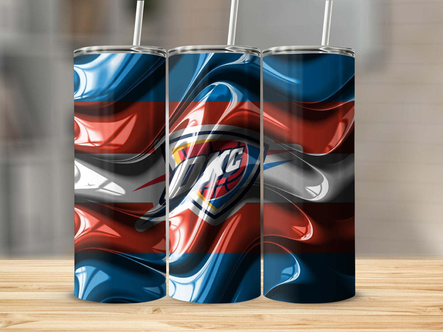 Thunder Basketball Team Fluid Design Pattern Tumblers