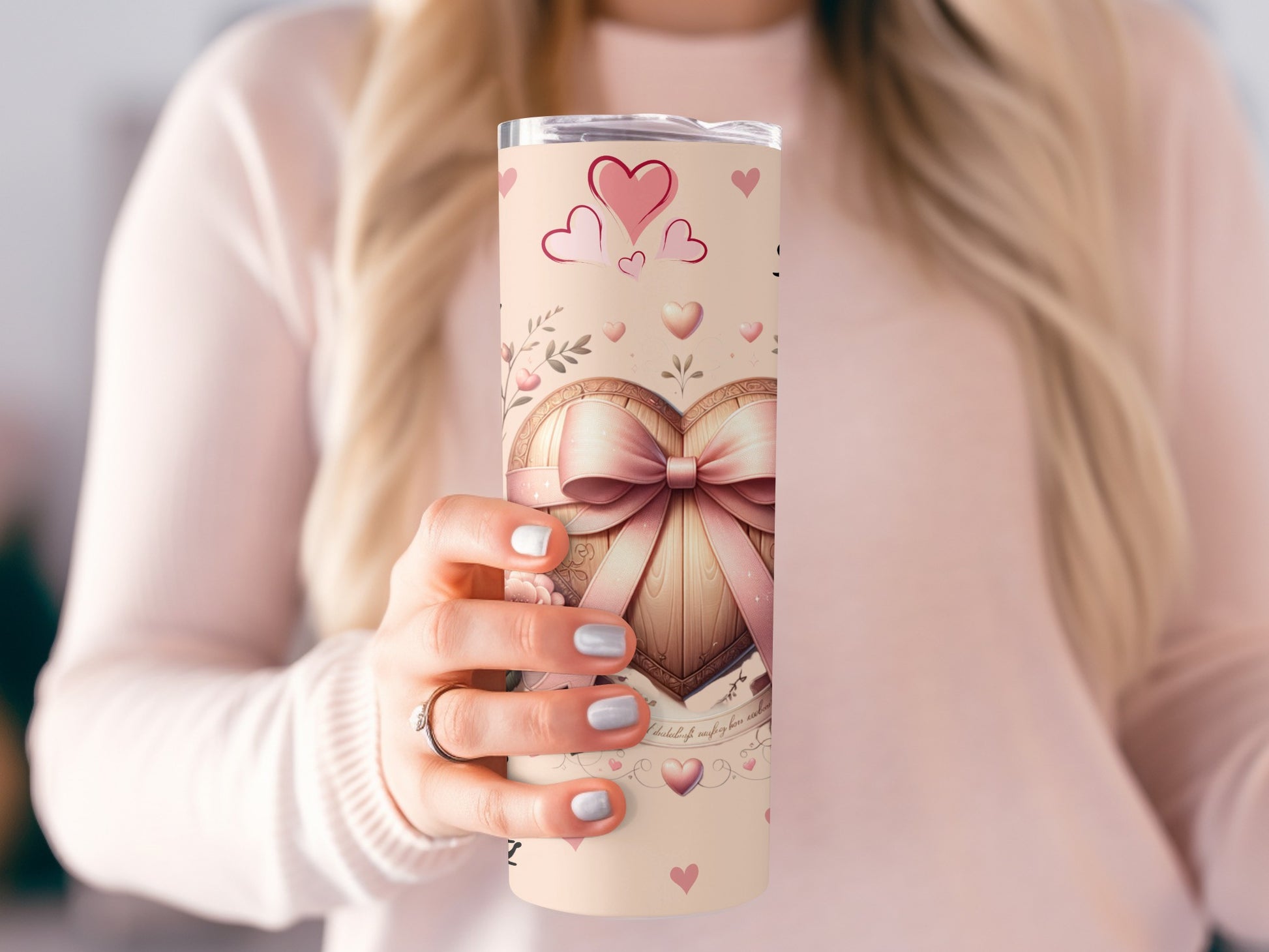 Romantic Heart Design Travel Tumbler for Beverages